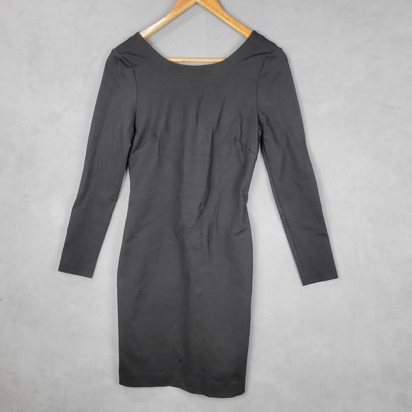 Banana Republic Dresses & Skirts - Banana Republic Dress Womens 2 Black Long Sleeve‎ Ponte Sheath V Back Gold Zip